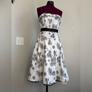 Dressbarn Strapless Black and White Floral Dress